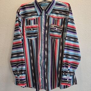 Cowgirl Hardwear Gem Button Up Long Sleeve Pink Black XXL 90s  Western Rodeo